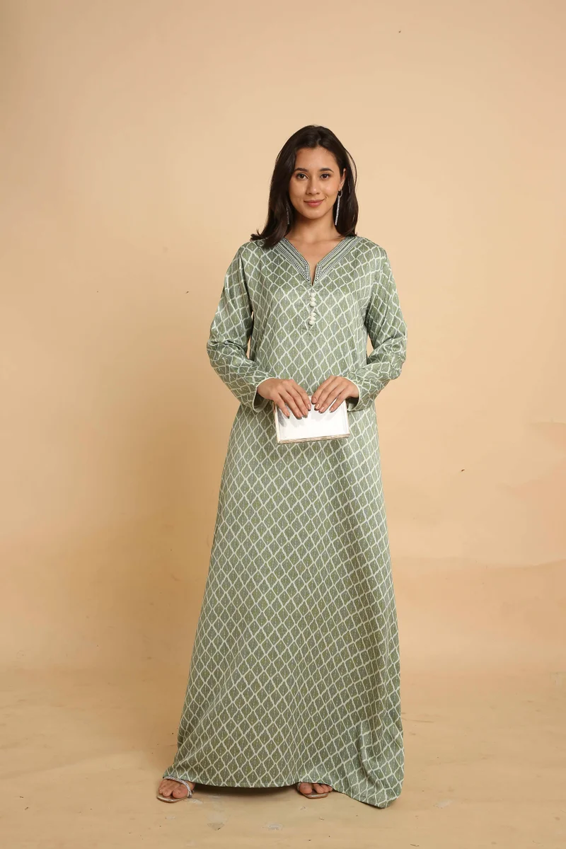 HANA & SARA Modest Arabic Jalabiya Dress with Elegant Long Sleeves Design